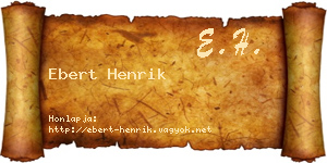 Ebert Henrik névjegykártya